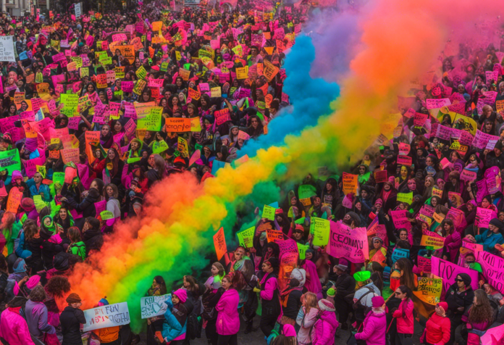 Foto di una manifestazione per la condizione femminile